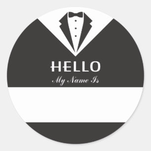 Formele zwarte en witte Hallo Ronde Sticker