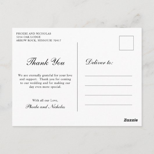 Formele zwarte en witte monogram Weddenschap Harte Briefkaart (Achterkant)