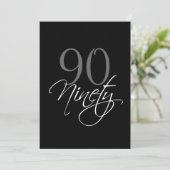Formele zwarte grijze 90e verjaardag uitnodiging (Staand voorkant)
