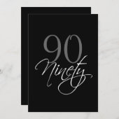 Formele zwarte grijze 90e verjaardag uitnodiging (Voorkant / Achterkant)