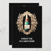 Formele zwarte stropdas mousserende wijn label chi kaart (Voorkant / Achterkant)