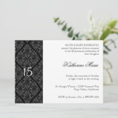 Formele zwarte witte Damask repetitie Invitae Kaart (Staand voorkant)