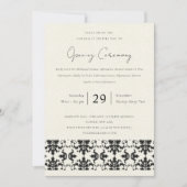 FORMELE ZWARTE WITTE DAMAST GROOTSE OPENINGSCEREMO KAART (Voorkant)