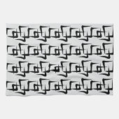 Formen in Schwarz auf hellgrauem Hintergrund Theedoek (Horizontaal)