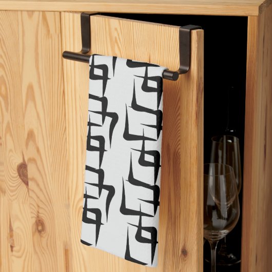 Formen in Schwarz auf hellgrauem Hintergrund Theedoek (Derde Gevouwen)