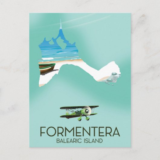 Formentera Balearic Island Map Reisposter Briefkaart (Voorkant)