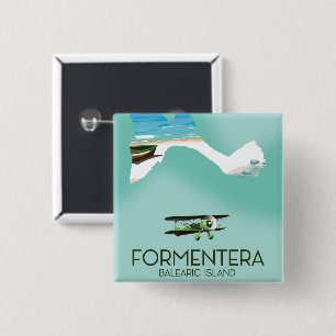 Formentera Balearic Island Map Reisposter Vierkante Button 5,1 Cm