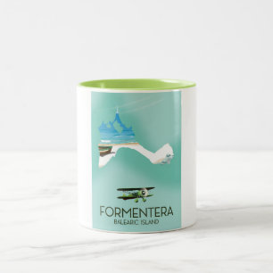 Formentera Balearic Island Map Tweekleurige Koffiemok