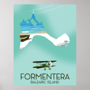 Formentera Balearisch eiland Kaart Reisposter Poster