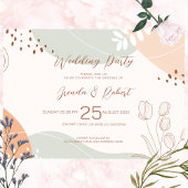 Formes Abstraites et Fleurs Invitation de mariage