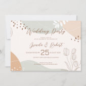 Formes Abstraites et Fleurs Invitation de mariage (Devant)