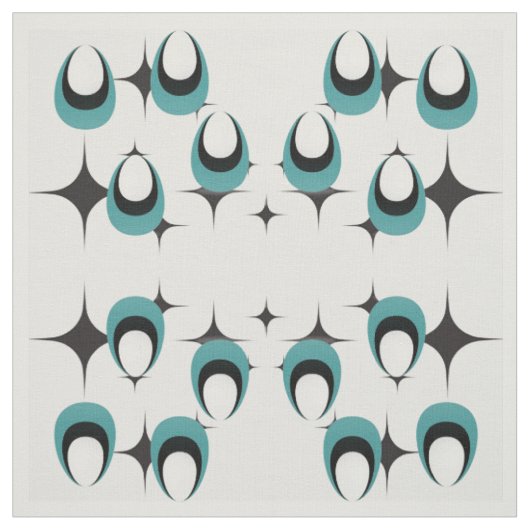 formes bleues Tissu moderne du milieu du siècle (Échantillon)