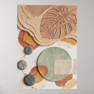 Formes botaniques abstraites Affiche moderne neutr
