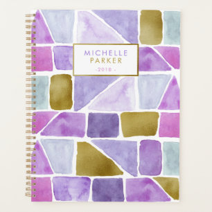Formes d'aquarelle géométrique violet et rose