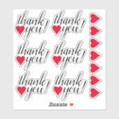 Formes de coeur et Merci "merci !" Autocollants (Feuille)