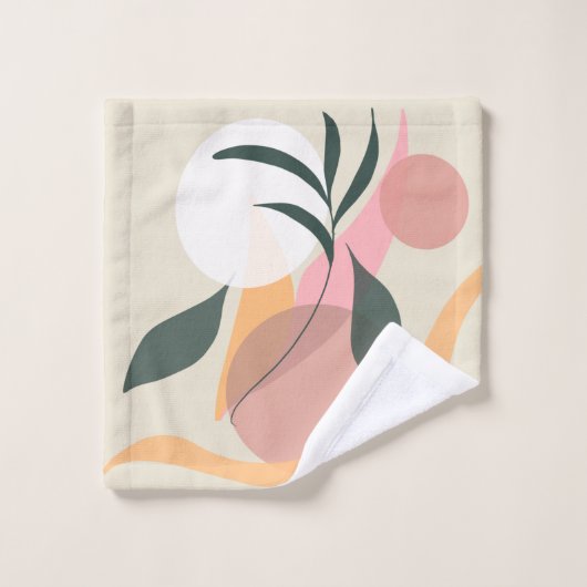 Formes d'illustration végétale abstraite rose (Gant de toilette)