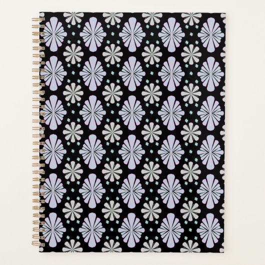 Formes florales pastel sur fond noir (Devant)