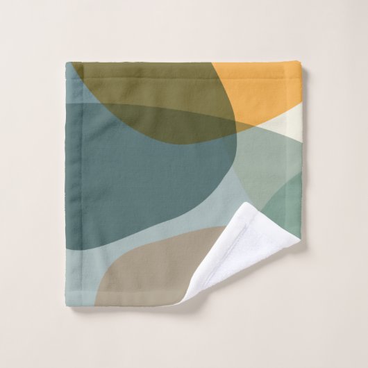 Formes géométriques Abstraites Boho bleu et jaune (Gant de toilette)