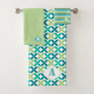Formes géométriques modernes Monogrammes Bleu Vert