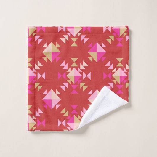 Formes géométriques modernes Motif en rouge vif (Gant de toilette)