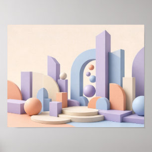 Formes géométriques pastel Art mural abstrait