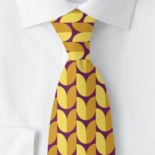 Formes Rétro en Orange & Violet. Cravate pour Homm