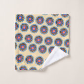 Formes scandinaves bohème en bleu rouge et noir (Gant de toilette)