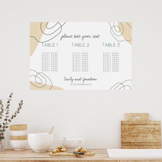 Formes Script 3 table Petit tableau Mariage (Cuisine)