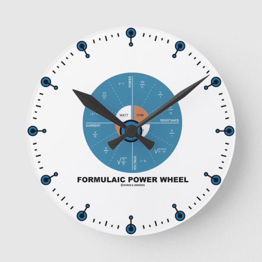 Formulaic Power Wheel (Physics Equations) Ronde Klok (Voorkant)