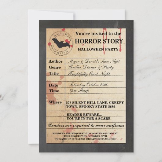 Formulaire de carte de bibliothèque Invitation à l (Devant)