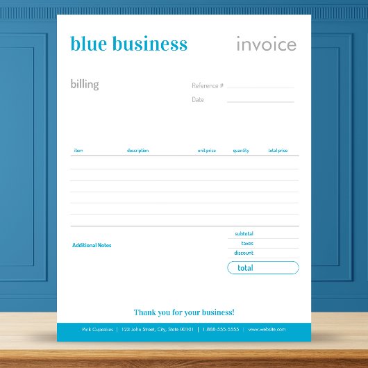 Formulaire de commande ou Bloc-notes bleu vierge
