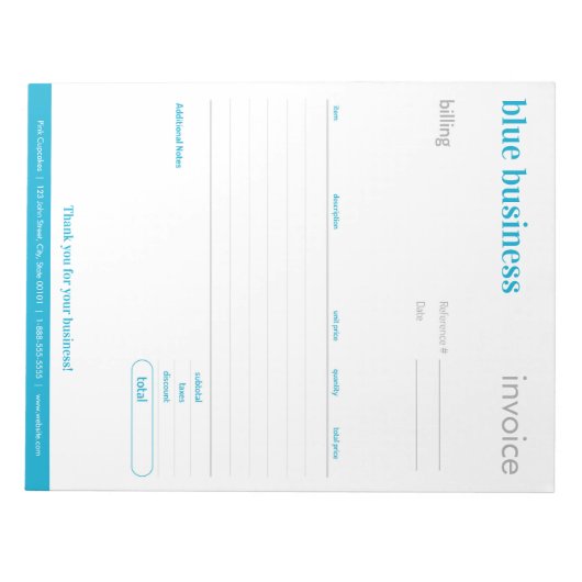 Formulaire de commande ou Bloc-notes bleu vierge (Devant)