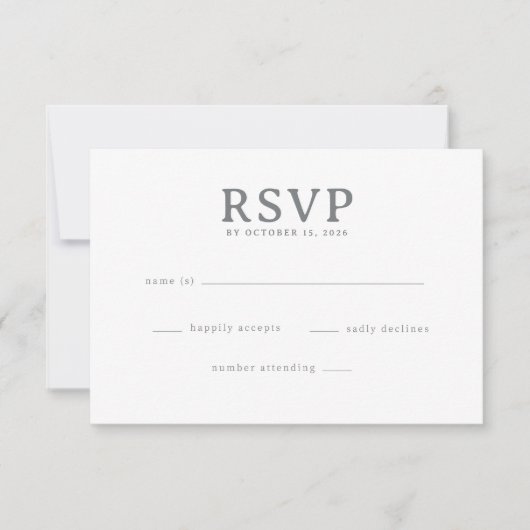 Formulaire RSVP en nuances de gris élégant (Devant)