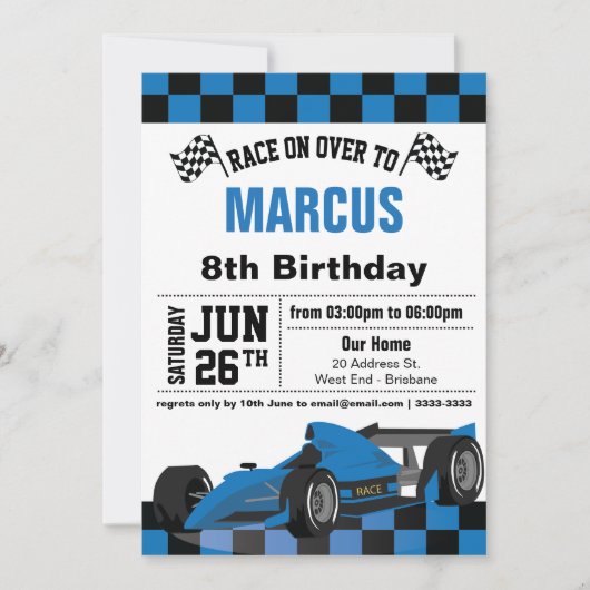 Formule 1 Invitation fête d'anniversaire (Devant)