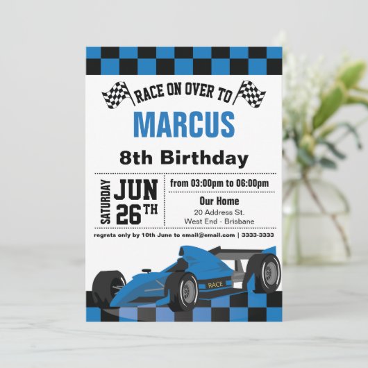 Formule 1 Invitation fête d'anniversaire (Debout devant)