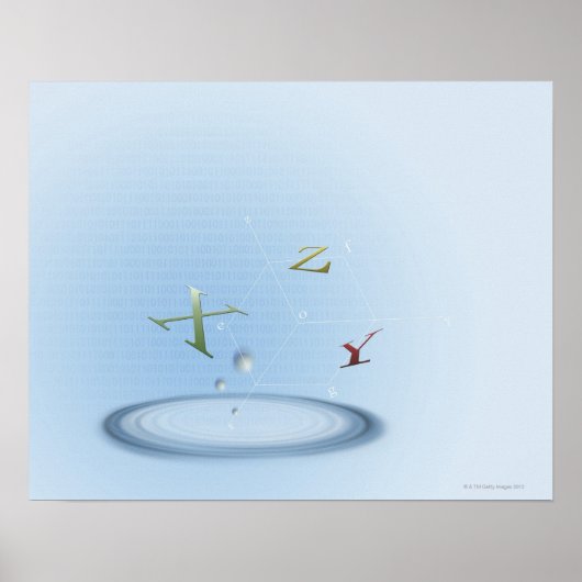 Formule, grafiek, wiskunde symbolen 9 poster (Voorkant)