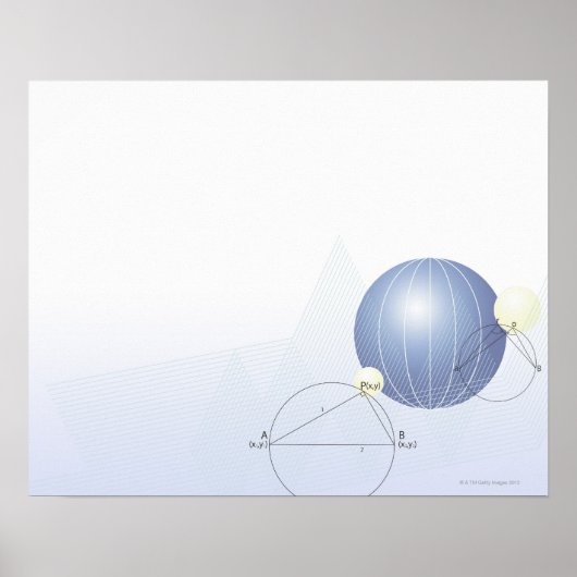Formule, grafiek, wiskunde symbolen poster (Voorkant)