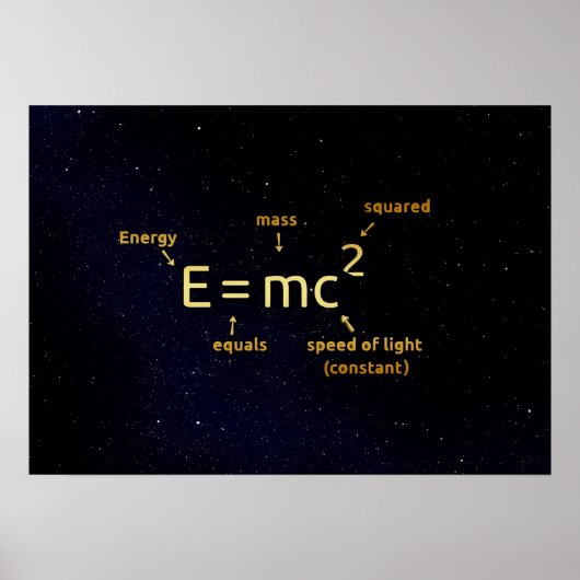formule mathématique einstein sur affiche étoiles  (Devant)