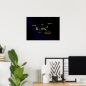 formule mathématique einstein sur affiche étoiles  (Bureau à domicile)
