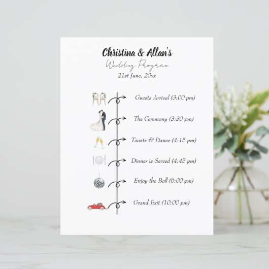 Formulier Modern Wedding Program (Staand voorkant)