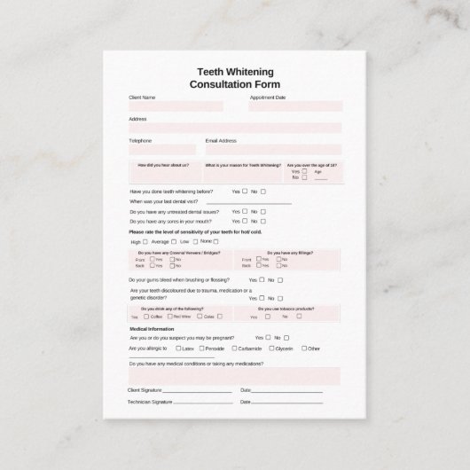 Formulier voor de raadpleging van het witboek visitekaartje (Voorkant)