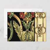 Fornamental Floral Design with Black Borders Briefkaart (Voorkant / Achterkant)