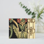 Fornamental Floral Design with Black Borders Briefkaart (Staand voorkant)