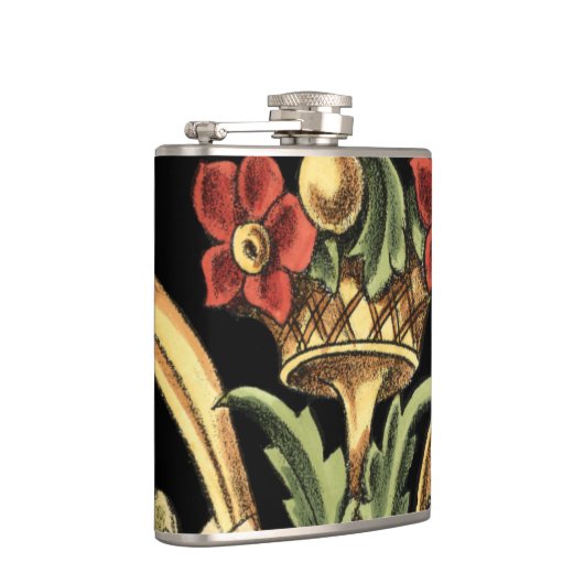 Fornamental Floral Design with Black Borders Heupfles (Rechts)