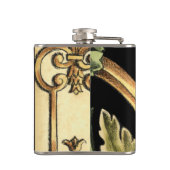 Fornamental Floral Design with Black Borders Heupfles (Achterkant)