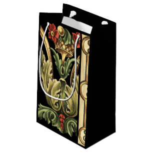 Fornamental Floral Design with Black Borders Klein Cadeauzakje