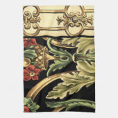 Fornamental Floral Design with Black Borders Theedoek (Verticaal)