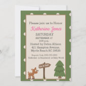 Forrest Deer Girls Baby shower Invitation (Devant)