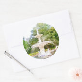 Forsyth Fontein in Savannah GA Waterverf Afdrukken Ronde Sticker (Envelop)