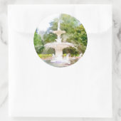 Forsyth Fontein in Savannah GA Waterverf Afdrukken Ronde Sticker (Tas)